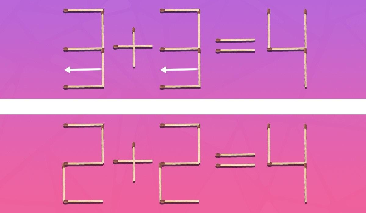 Que dois fósforos devem ser movidos para corrigir um erro: um teste rápido de inteligência