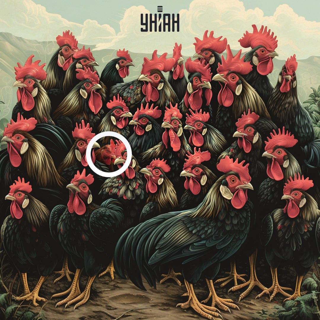 A vieira de uma galinha não é a mesma que a de um galo / colagem Moje